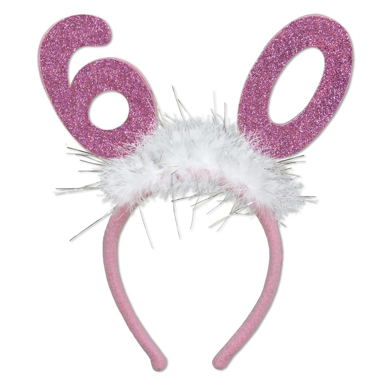 60th Birthday Party Glittered Boppers with Marabou