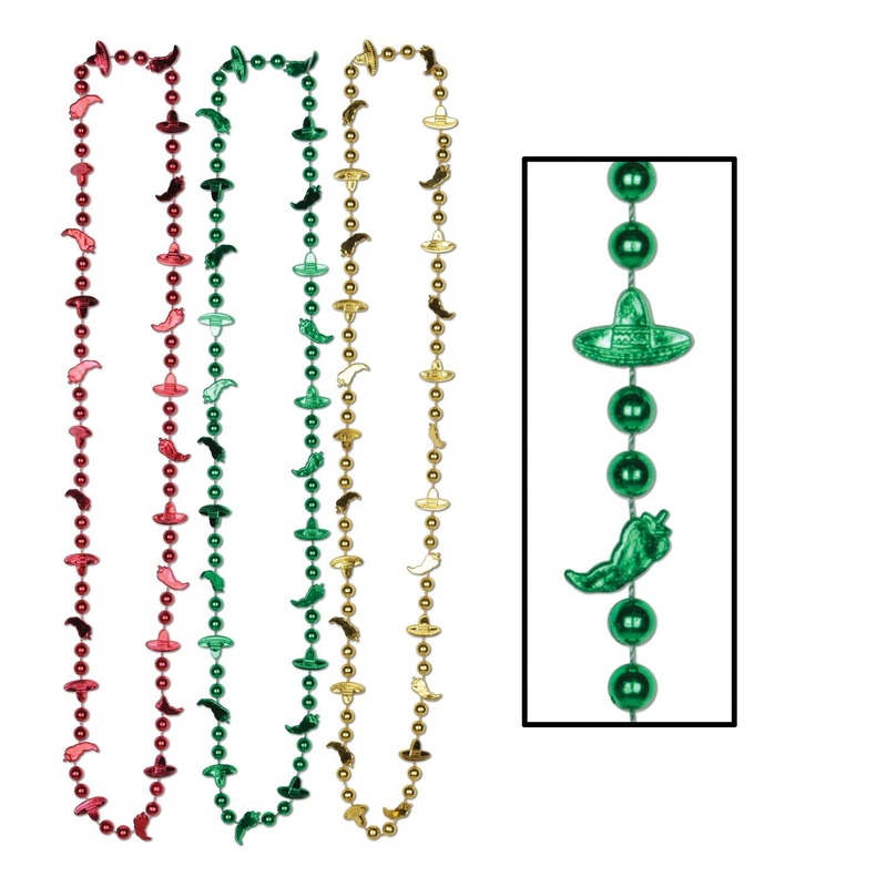 Fiesta Bead Necklaces - Assorted colors (6 per Package)