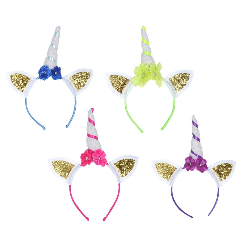Glittered Unicorn Headbands (4 per Package)