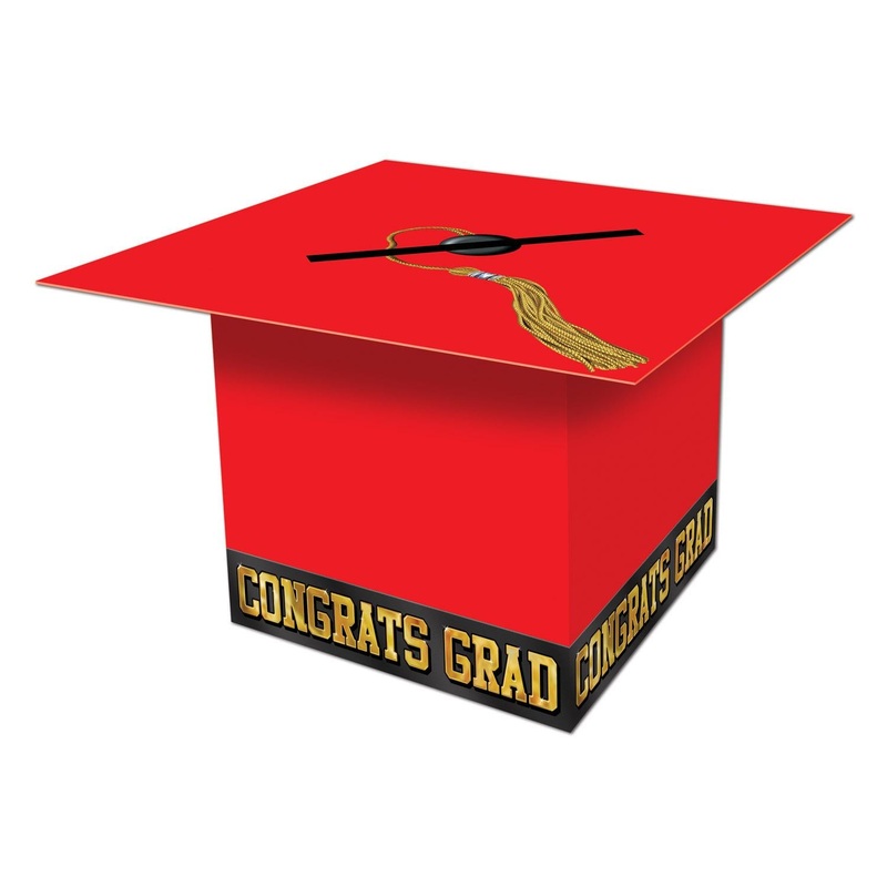 Grad Cap Graduation Party Card Box - red