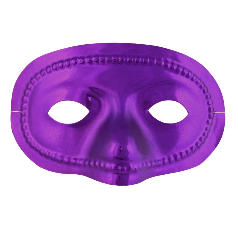 Mardi Gras Metallic Half Mask - purple
