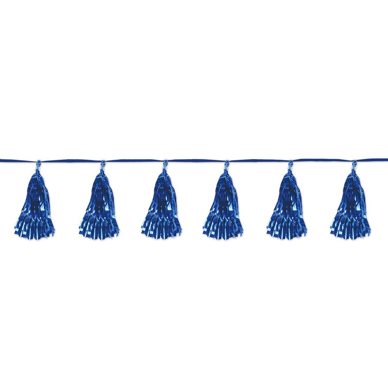 Metallic Party Tassel Garland - blue