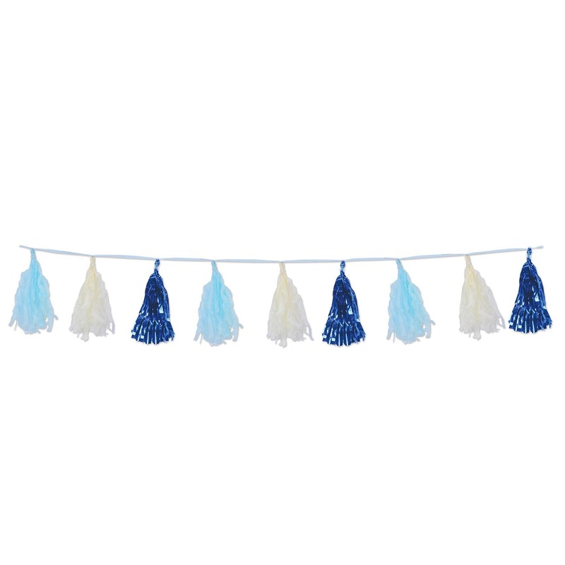 Metallic & Party Tissue Tassel Garland - blue