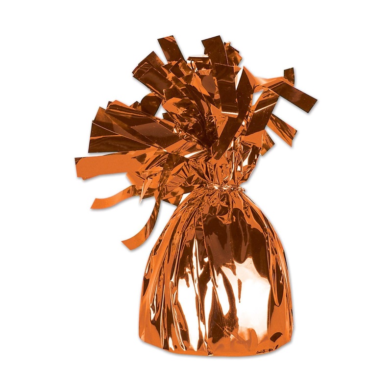 Metallic Wrapped Party Balloon Weight - orange