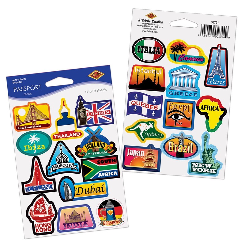 Passport Party Stickers (2 Sheets per Package)