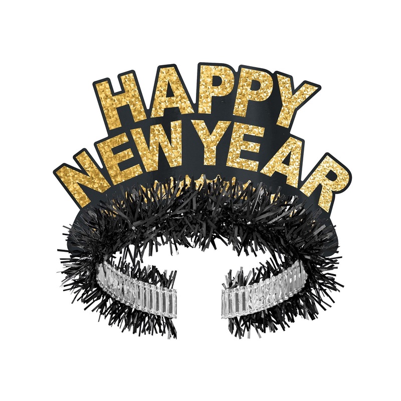 Pkgd Black & Gold Happy New Year Regal Tiaras (2 per Package)