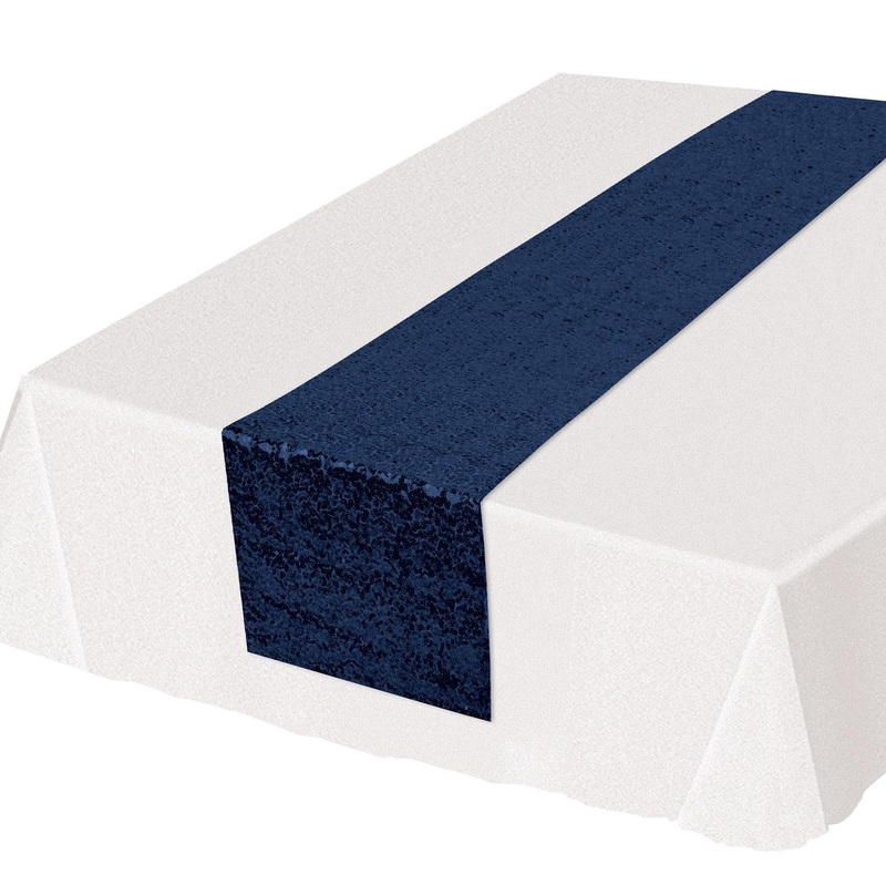 Sequined Party Table Runner - navy (12 per Case)