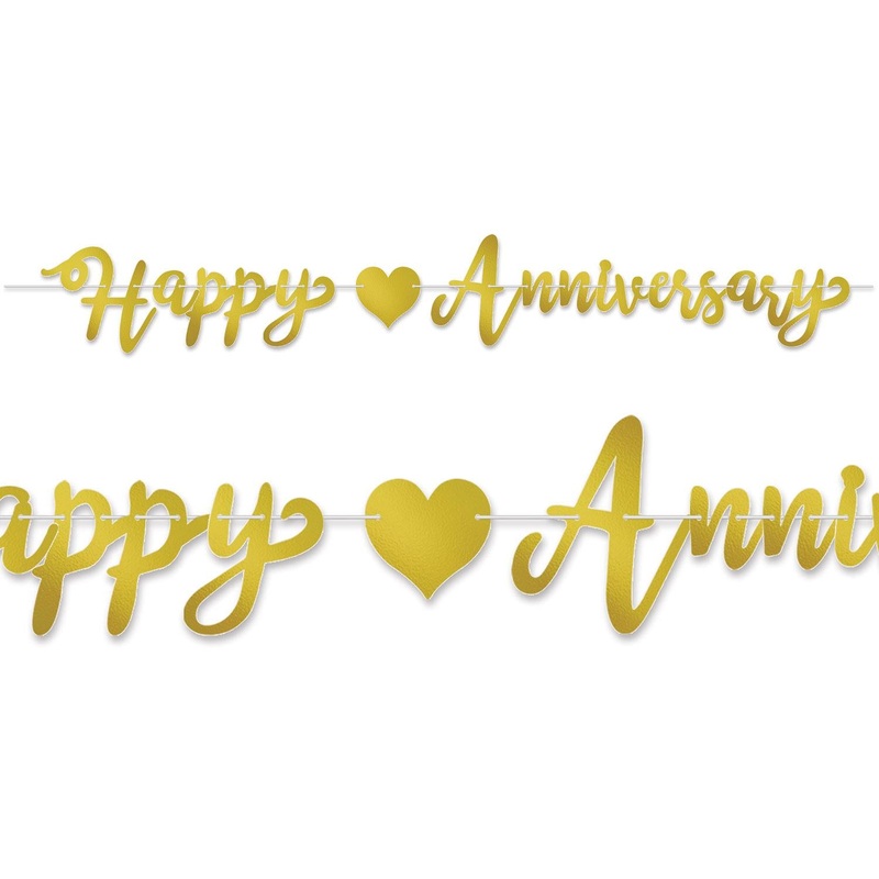 Foil Happy Anniversary Streamer - gold