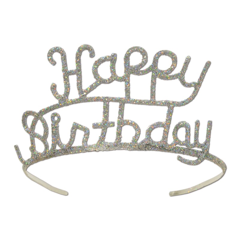 Glittered Metal Happy Birthday Party Tiara