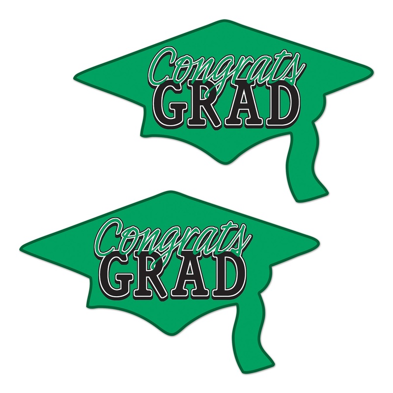 Green Congrats Grad Cutout Decorations (2 per package)
