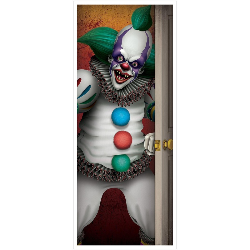 Halloween Creepy Clown Door Cover
