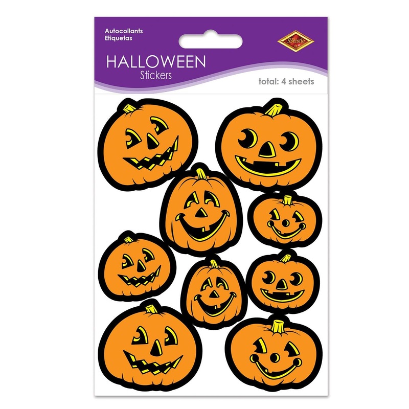 Halloween Jack-O-Lantern Stickers (4 Sheets per Package)