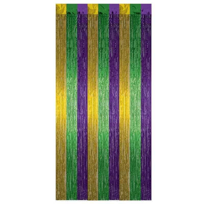 Mardi Gras 1-Ply Gleam 'N Curtain - gold - green - purple