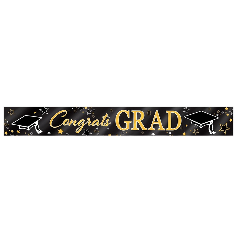 Metallic Congrats Grad Graduation Party Banner