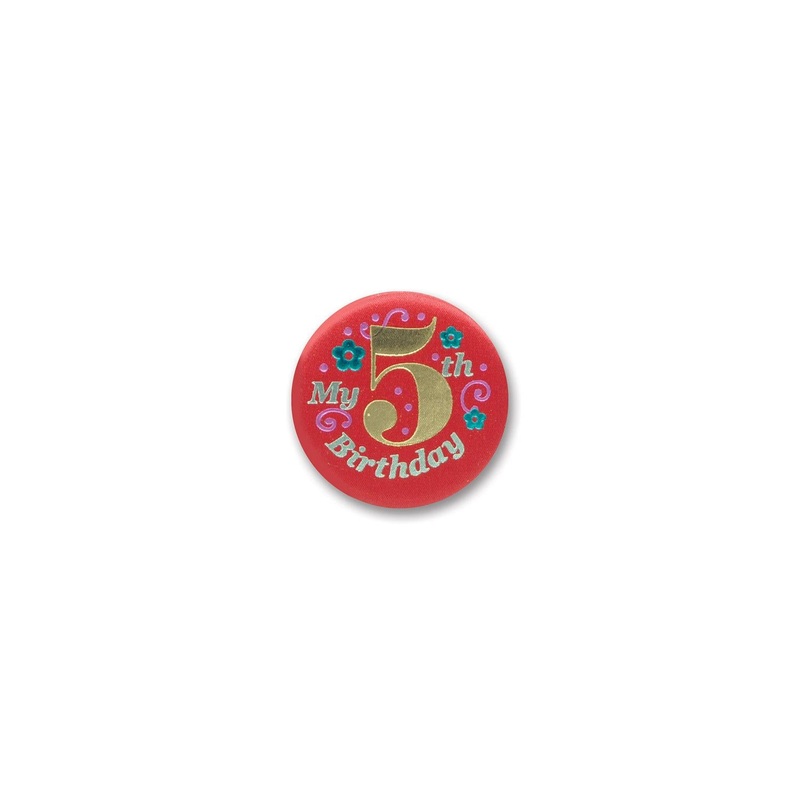 My 5th Birthday Satin Button - red