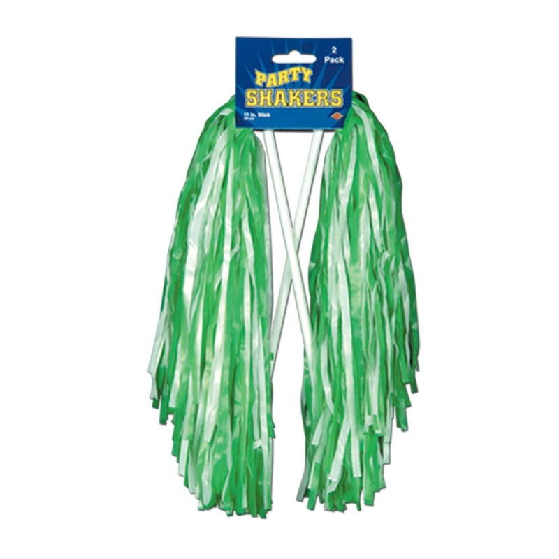 Packaged Pom Poms - 512 Strand - green & white (2 per Package)