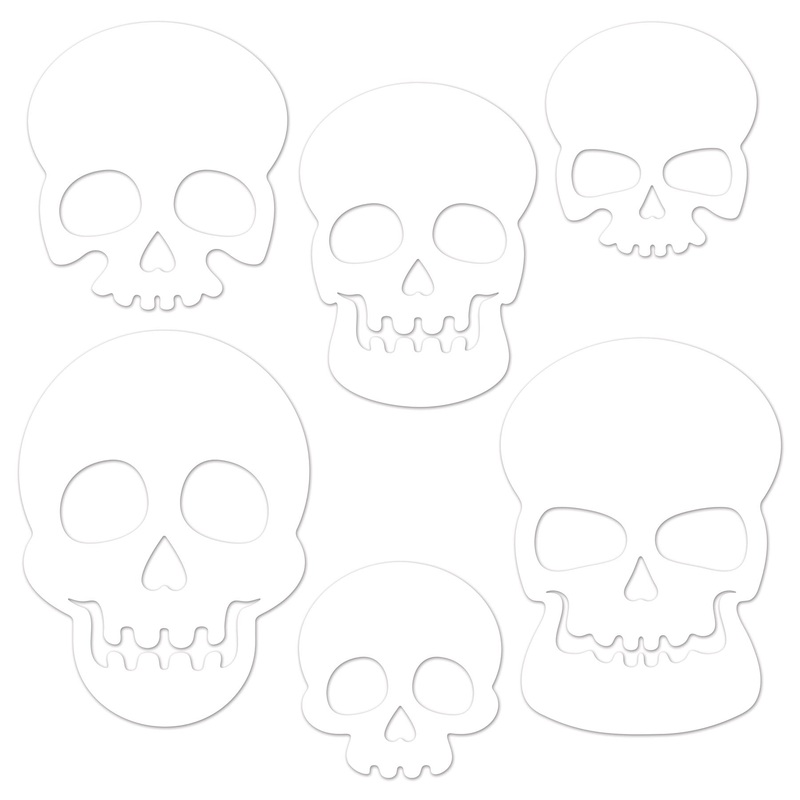 Plastic Die-Cut Skull Decorations (6 per package)