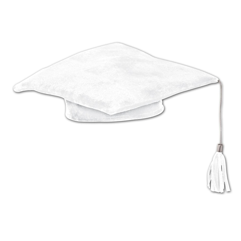 Plush Graduate Graduation Party Cap- White