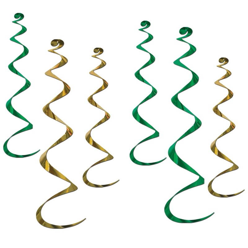 St. Patrick's Day Twirly Whirlys Assorted green & gold (6 per Package)