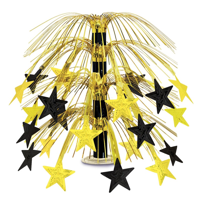 Star Cascade Party Centerpiece - black & gold