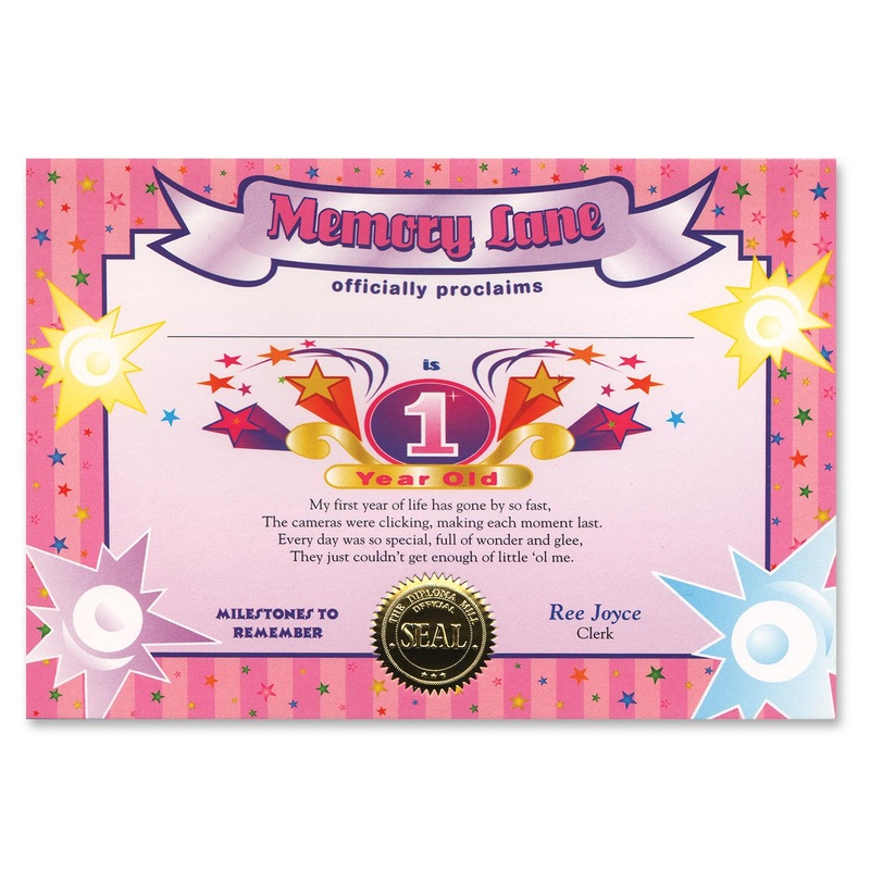 1 Year Old (Girl) Certificate