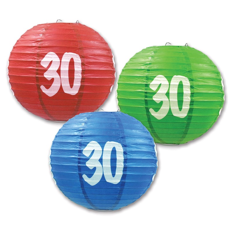 30th Birthday Party Paper Lanterns (3 per Package)