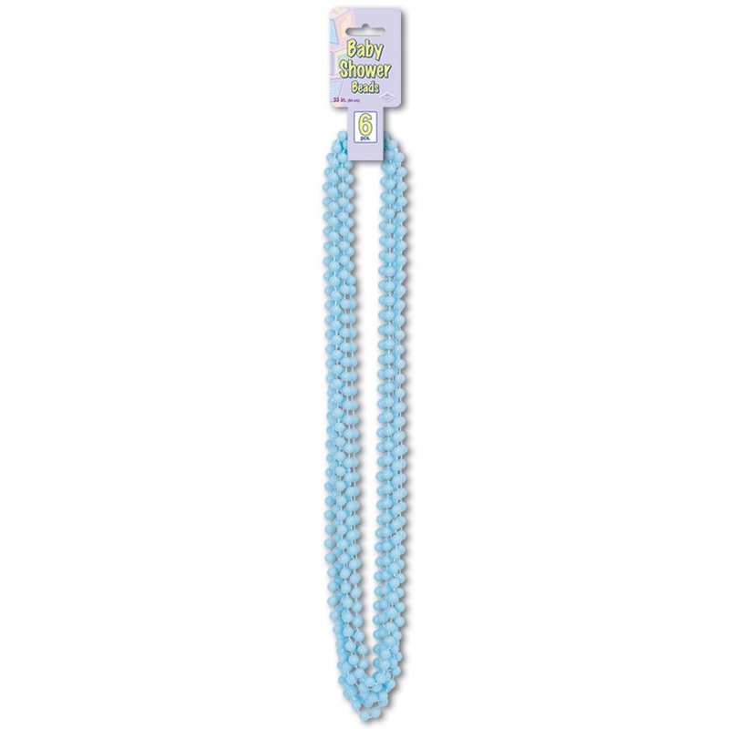 Baby Shower Bead Necklaces Light Blue (6 per Package)
