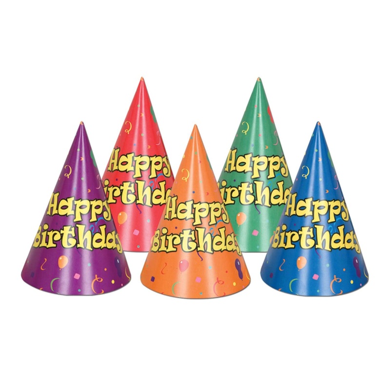 Balloon & Confetti Birthday Party Cone Hats
