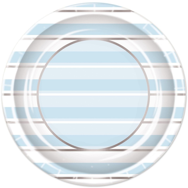 Blue Striped Paper Plates 9 inch (8 per Package)