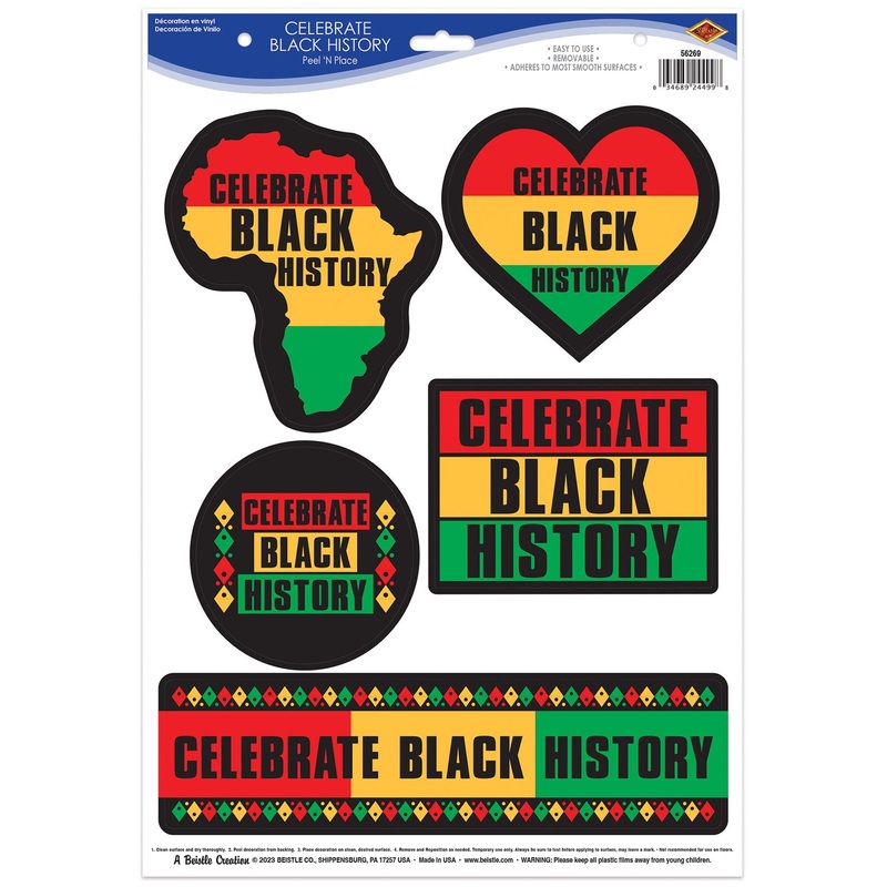 Celebrate Black History Month Peel 'N Place Clings 5 Per Sheet