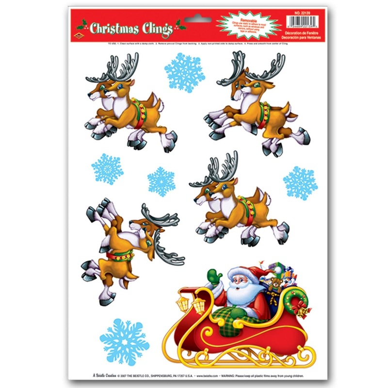 Christmas Santa & Sleigh Clings (10 per Package)