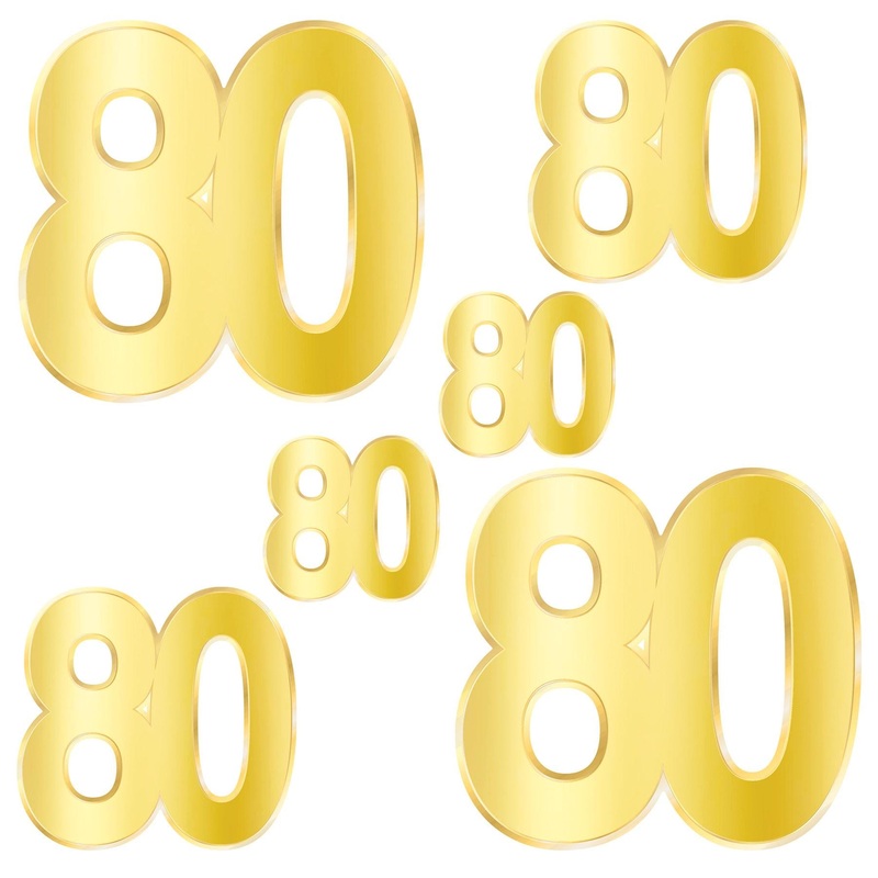 Foil 80th Birthday Party Cutouts (72 Per Case)