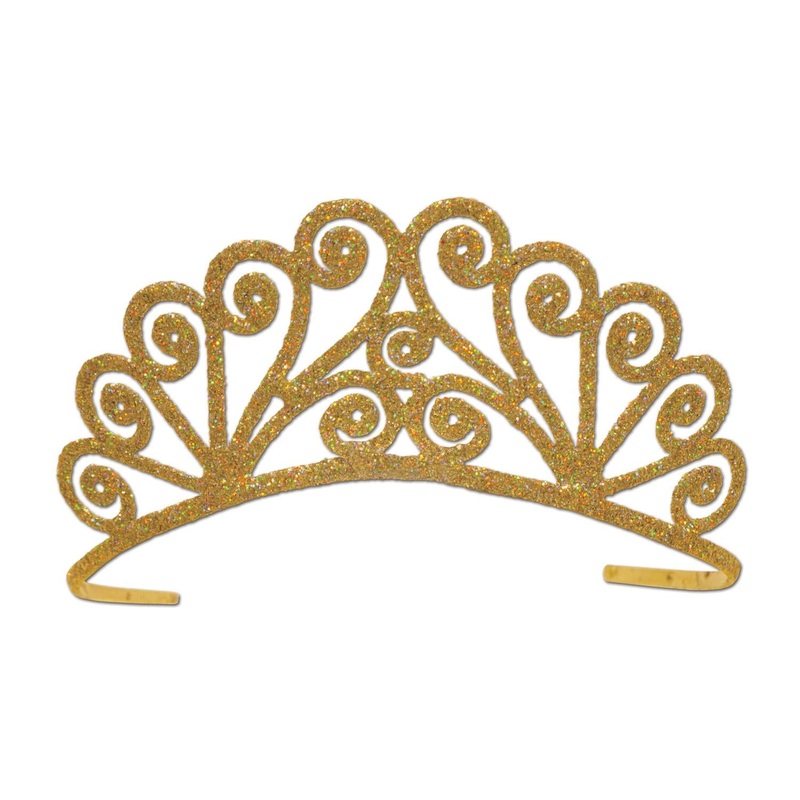 Glittered Metal Princess Tiara - Gold