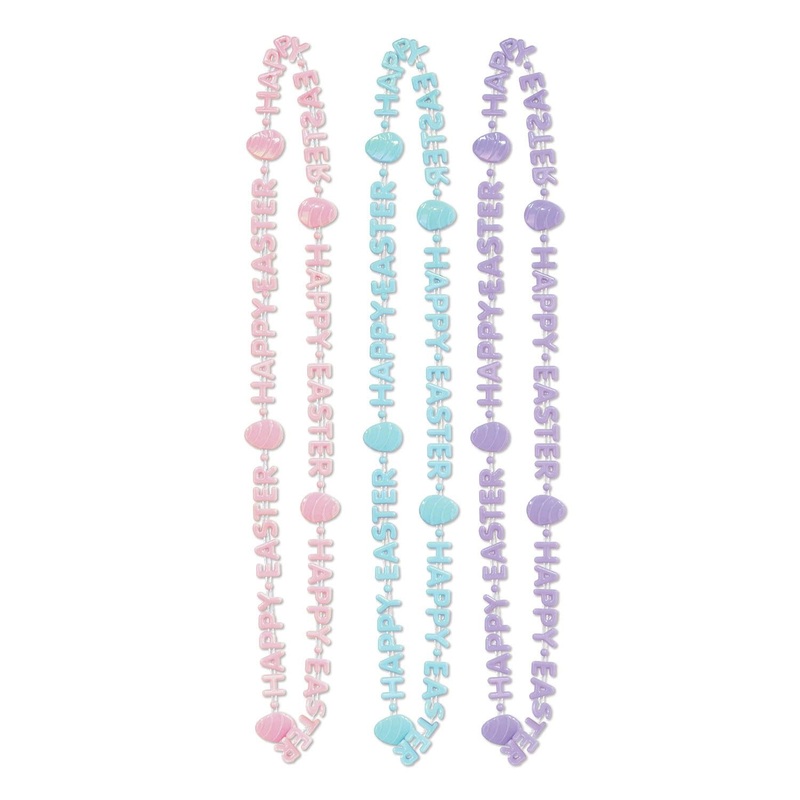 Happy Easter Bead Necklaces (3 per Package)