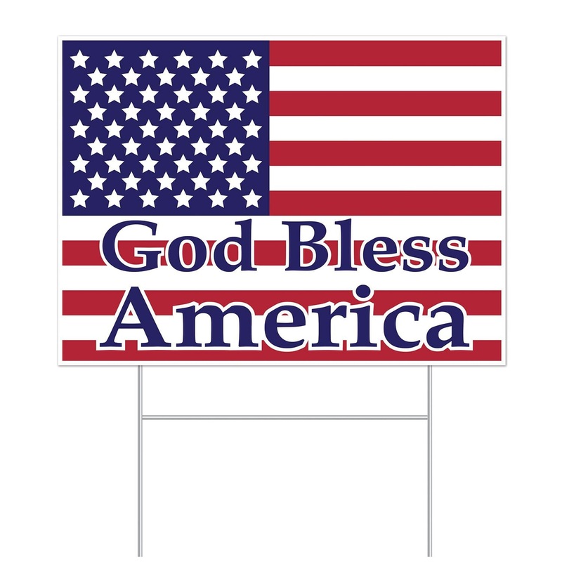 Plastic God Bless America Party Yard Sign