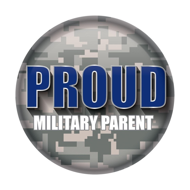 Proud Military Parent Button - Blue with Light Camo
