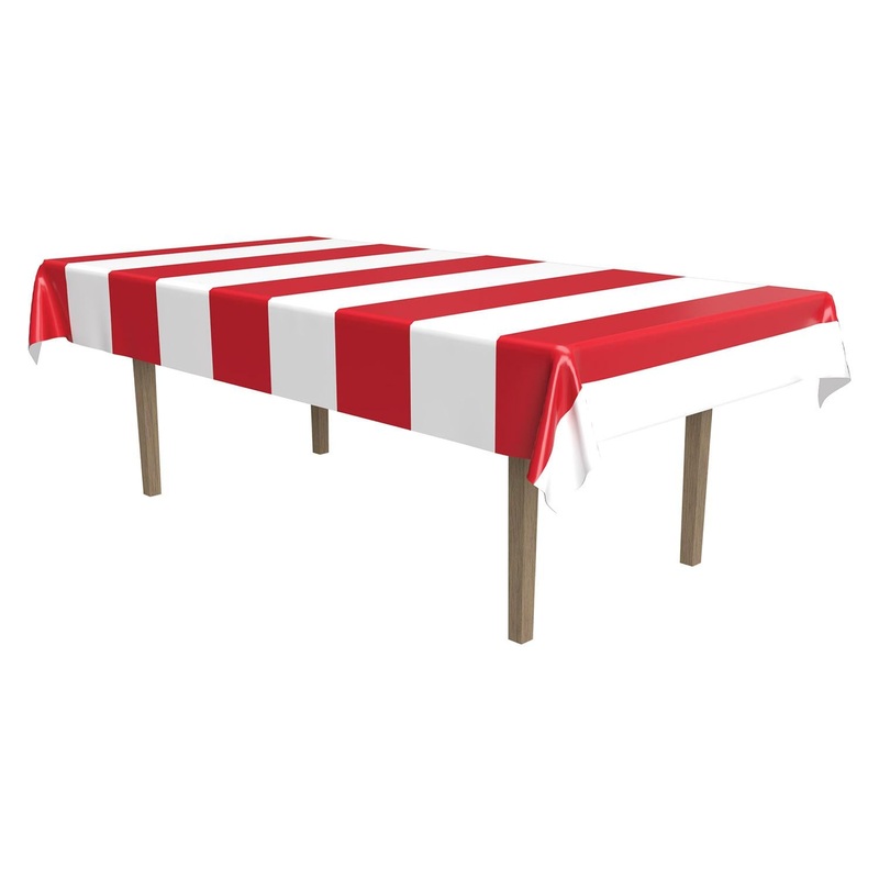 Red & White Stripes Party Tablecover
