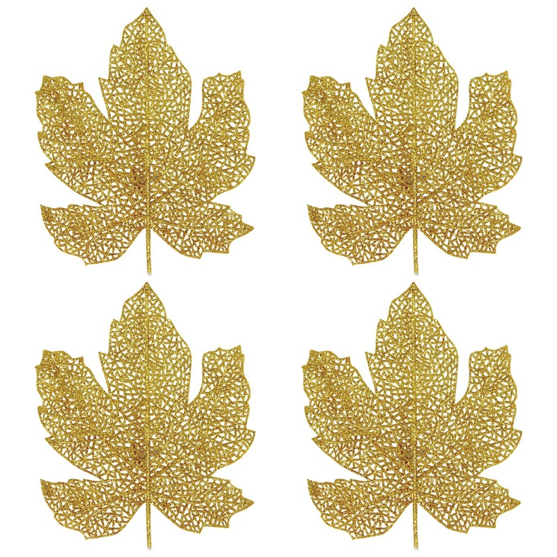 Thanksgiving Glittered Fall Leaves (4 per Package)