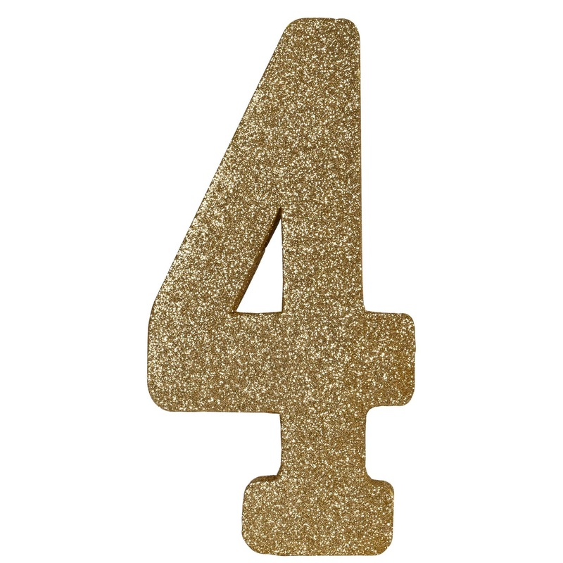 3-D Glittered 4 Centerpiece gold