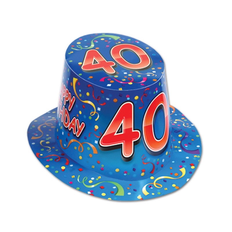 Happy 40th Birthday Party Hi-Hat- Blue and Red