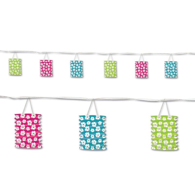 Luau Party Hibiscus Lantern Garland