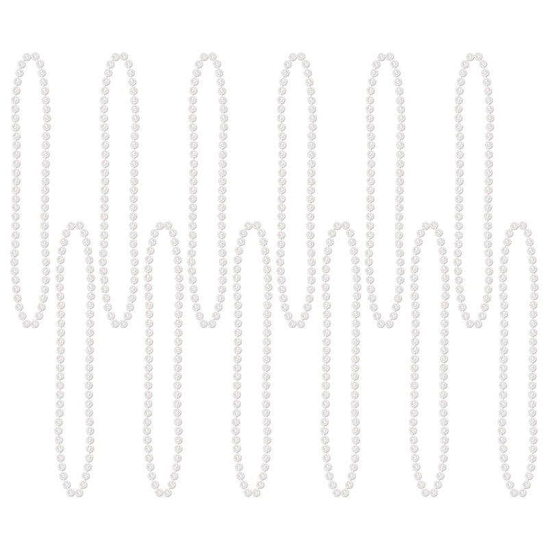 Party Bead Necklaces - Small Round white (12 per Package)