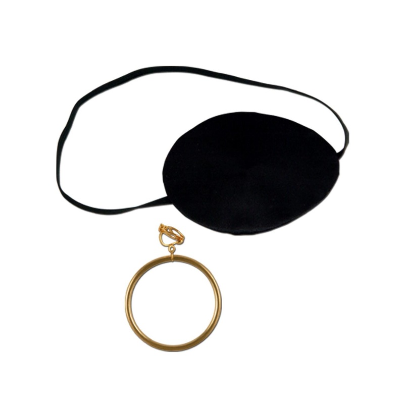 Pirate Eye Patch with Plastic Earring Set