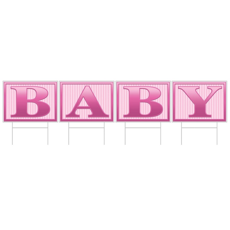 Plastic Baby Yard Sign- Pink