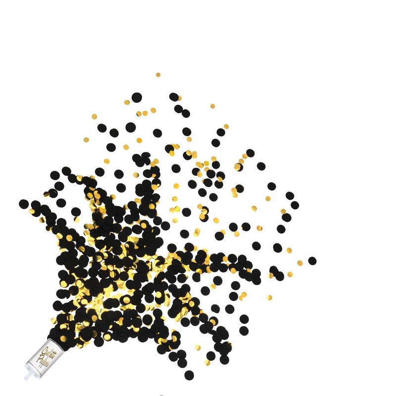 Push Up Confetti Party Poppers - black & gold (8 per Package)