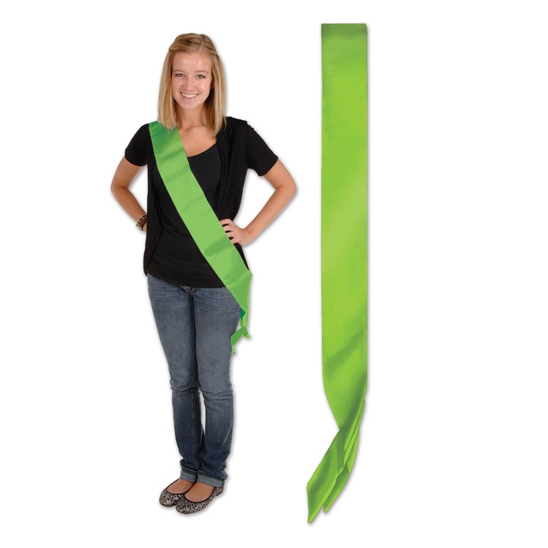 Satin Sash - lime green