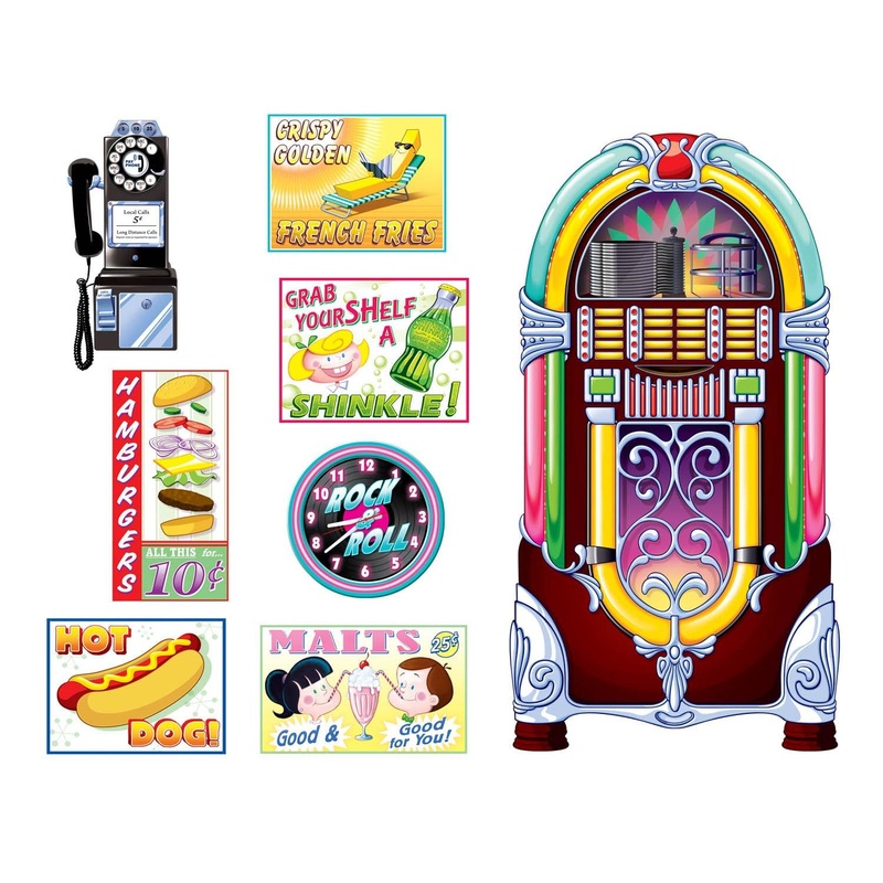Soda Shop Signs & Jukebox Party Props (8 per Package)