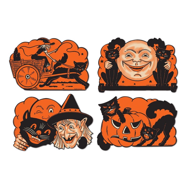 9 Inch Vintage Halloween Cutouts (4 per Package)