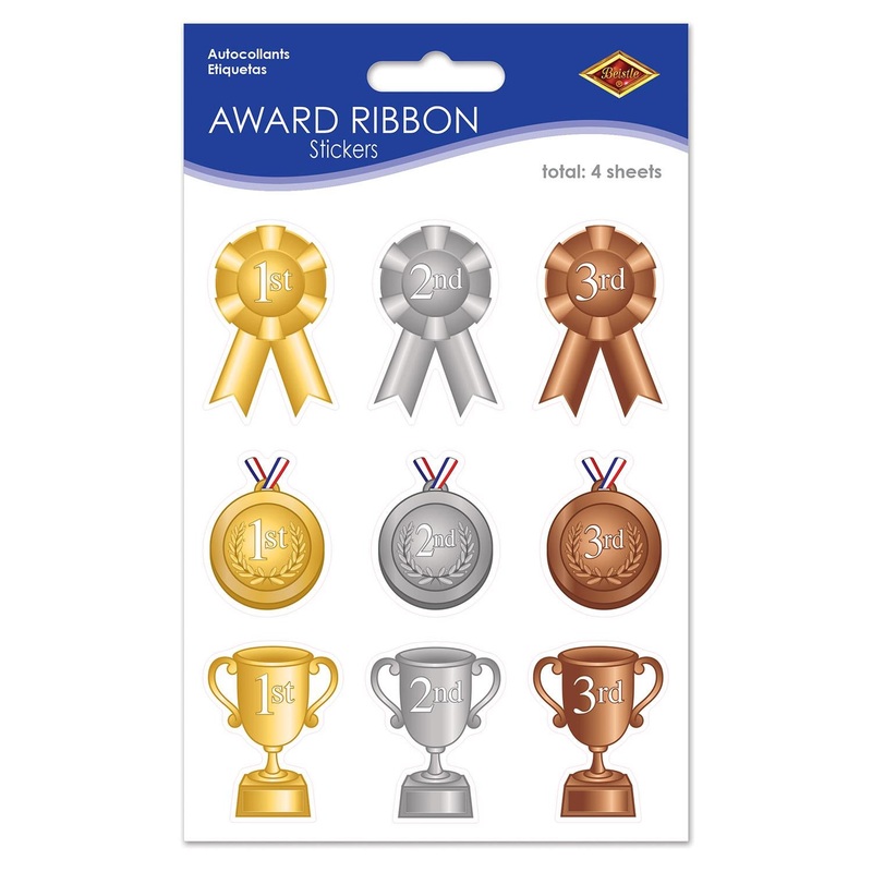 Award Ribbon Party Stickers (4 Sheets per Package)