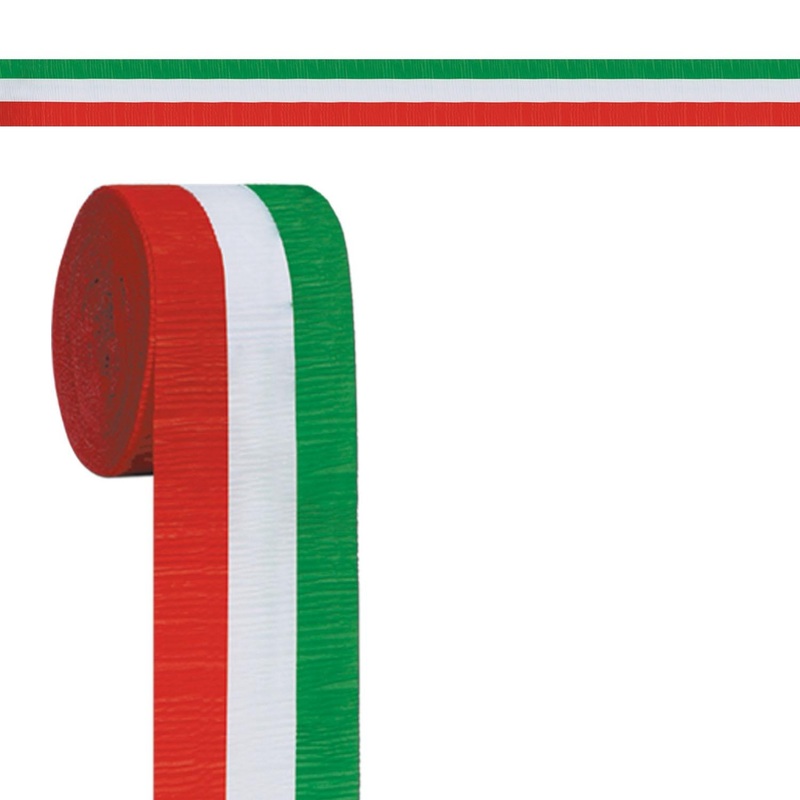 Christmas FR Red - White & Green Crepe Streamer